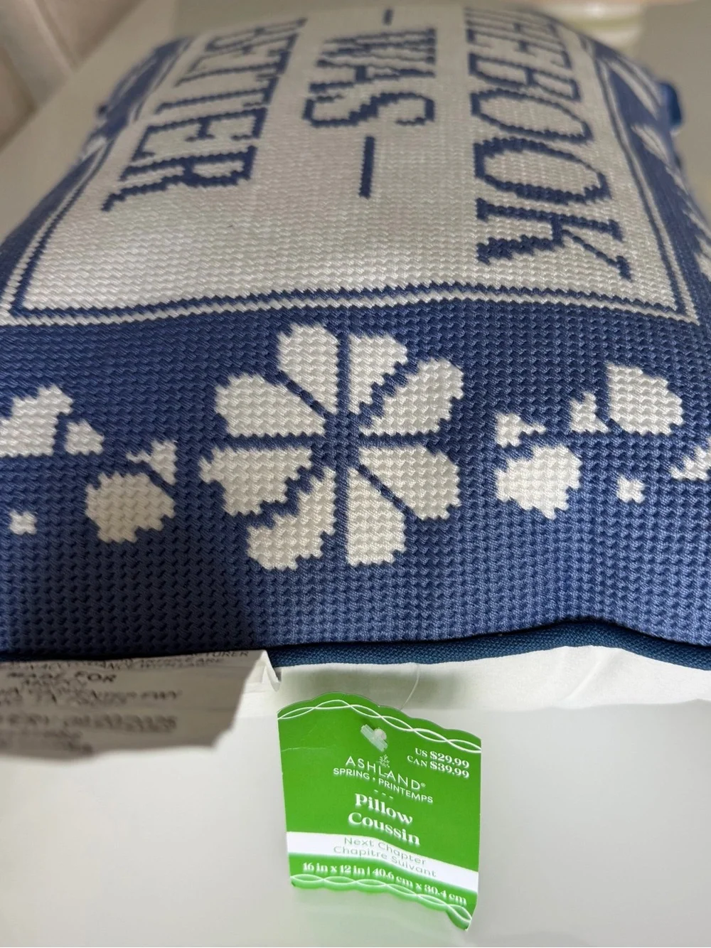 NWT Needlepoint “Book was Better” pillow 16x12 - Picture 2 of 4